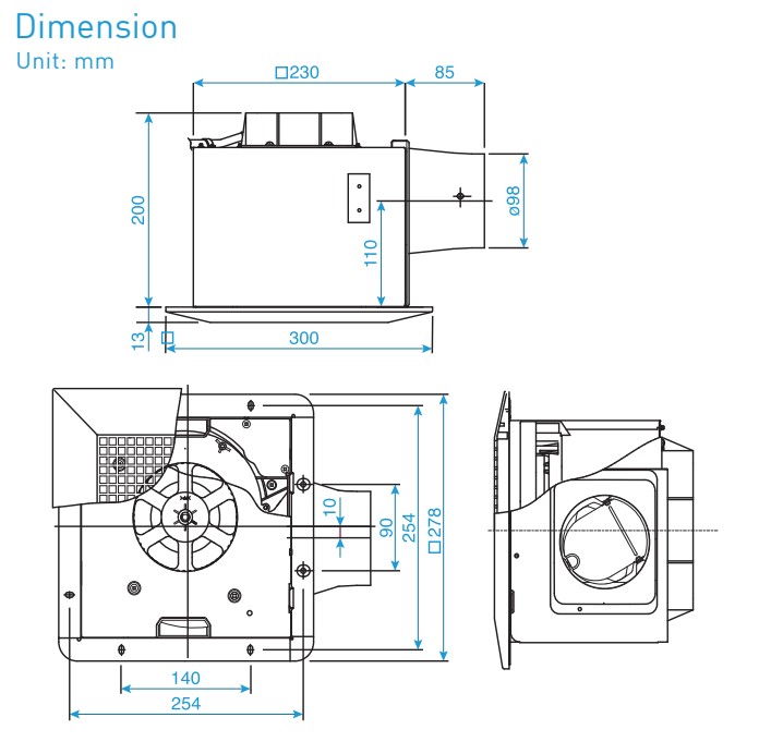 bản-vẽ-kỹ-thuật-quạt-hút-âm-trần-FV-24CU8-FV-24CD8-FV-24CH8